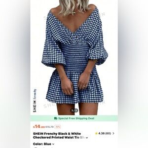 Checkered blue dress from Temu/never used-too small/ very pretty